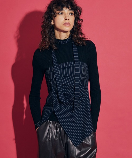 uyu.（ウユ）の「チョーカーストライプオフショルトップス【uyu./ウユ】（Tシャツ/カットソー・レディース・ネイビー/グレー・FREE）」の19枚目の写真