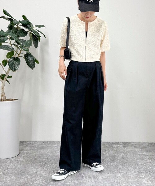 fredy emue(フレディエミュ)の「ポコポコZIP半袖カーディガン(カーディガン/ボレロ・レディース・アイボリー/ブラック/ベージュ・38)」の5枚目の写真