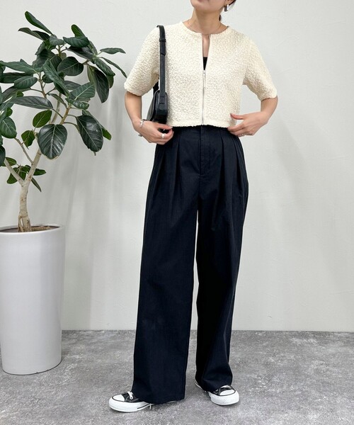 fredy emue(フレディエミュ)の「ポコポコZIP半袖カーディガン(カーディガン/ボレロ・レディース・アイボリー/ブラック/ベージュ・38)」の6枚目の写真