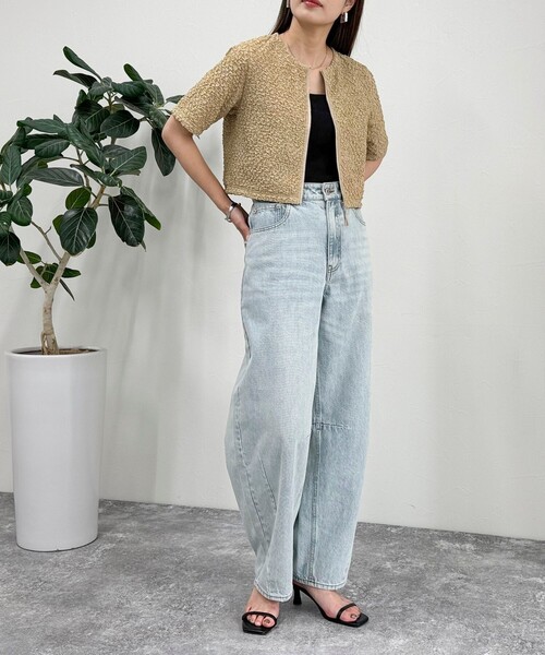 fredy emue(フレディエミュ)の「ポコポコZIP半袖カーディガン(カーディガン/ボレロ・レディース・アイボリー/ブラック/ベージュ・38)」の14枚目の写真