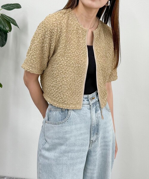 fredy emue(フレディエミュ)の「ポコポコZIP半袖カーディガン(カーディガン/ボレロ・レディース・アイボリー/ブラック/ベージュ・38)」の20枚目の写真