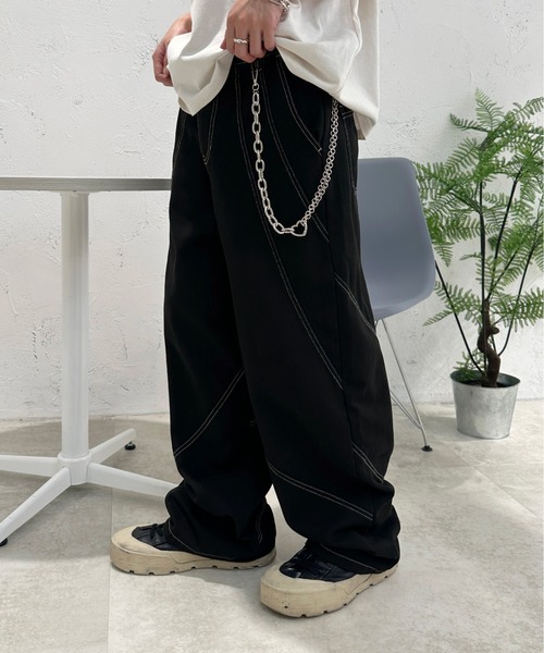 セール】切り替えデザイン配色ステッチパンツ（その他パンツ