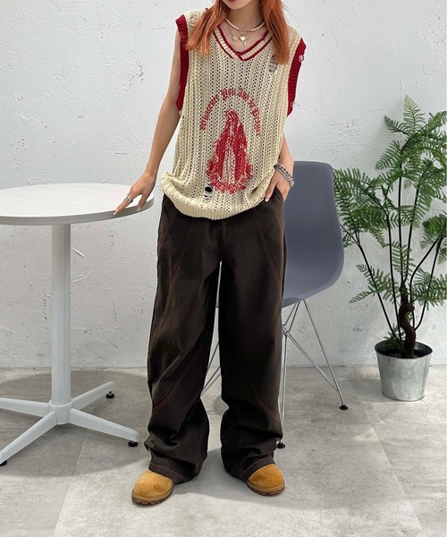 sedacle(セダクル)の「切り替えデザイン配色ステッチパンツ(その他パンツ・メンズ・ブラウン/ブラック・SMALL/MEDIUM/LARGE)」の16枚目の写真