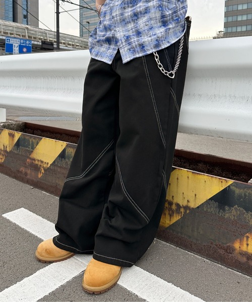 セール】切り替えデザイン配色ステッチパンツ（その他パンツ