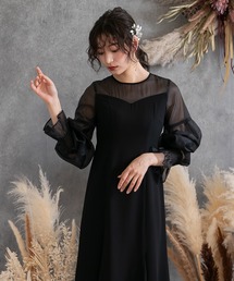 スリーブコンシャスシフォンドレス
