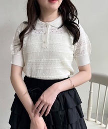 one after another NICE CLAUP | リボンジャガードニットポロ(ポロシャツ)