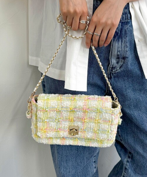 fredy emue（フレディエミュ）の「ツィードフラップバッグ（ショルダーバッグ・レディース・ホワイト系その他/ブラック系その他・FREE）」の5枚目の写真