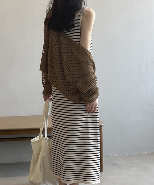 aimoha（アイモハ）の「軽やかなショート丈メッシュカーディガン (SS)（カーディガン/ボレロ・レディース・ブラック/チョコ/ライトブルー/ホワイト/グリーン・FREE）」の13枚目の写真