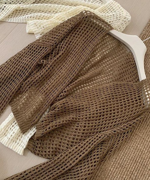 aimoha（アイモハ）の「軽やかなショート丈メッシュカーディガン (SS)（カーディガン/ボレロ・レディース・ブラック/チョコ/ライトブルー/ホワイト/グリーン・FREE）」の15枚目の写真