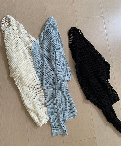 aimoha（アイモハ）の「軽やかなショート丈メッシュカーディガン (SS)（カーディガン/ボレロ・レディース・ブラック/チョコ/ライトブルー/ホワイト/グリーン・FREE）」の18枚目の写真