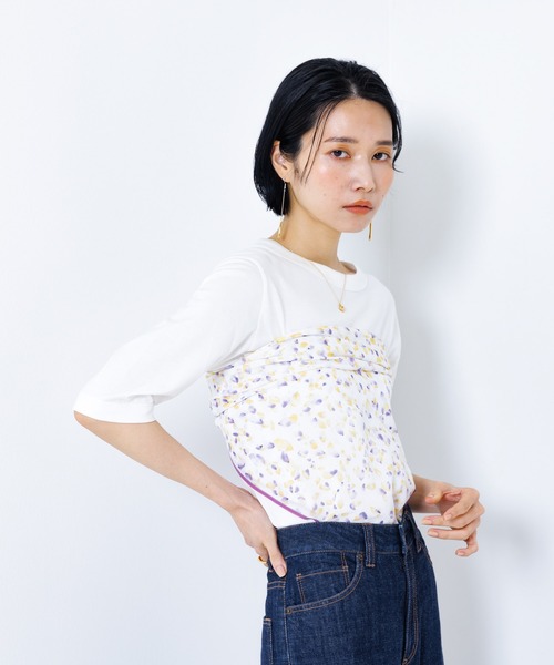 collex（コレックス）の「Petals dance scarf 水彩フラワープリント大判スカーフ 88cm×88cm（ストール/ショール・レディース・イエロー系その他/ブルー系その他・フリー）」の21枚目の写真