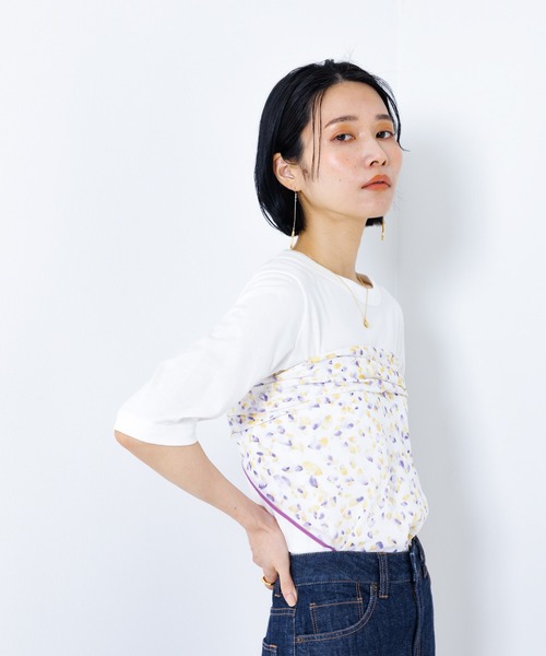 collex（コレックス）の「Petals dance scarf 水彩フラワープリント大判スカーフ 88cm×88cm（ストール/ショール・レディース・イエロー系その他/ブルー系その他・フリー）」の20枚目の写真