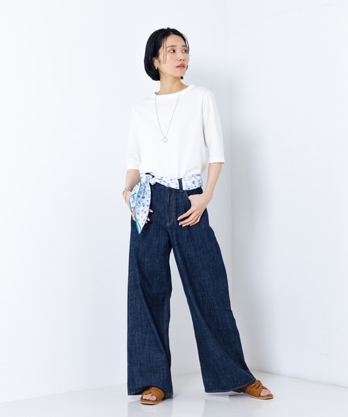 collex（コレックス）の「Petals dance scarf 水彩フラワープリント大判スカーフ 88cm×88cm（ストール/ショール・レディース・イエロー系その他/ブルー系その他・フリー）」の16枚目の写真