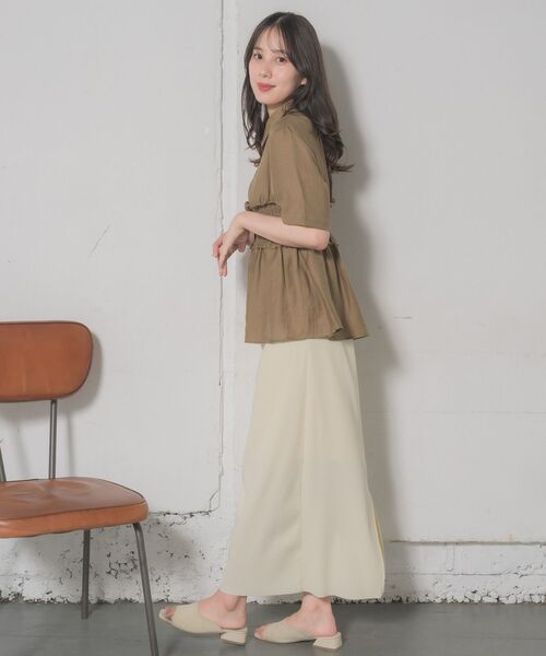 RETRO GIRL（レトロガール）の「ギャザードッキング半袖SH（シャツ/ブラウス・レディース・オフホワイト/ブルー/ブラウン・FREE）」の22枚目の写真