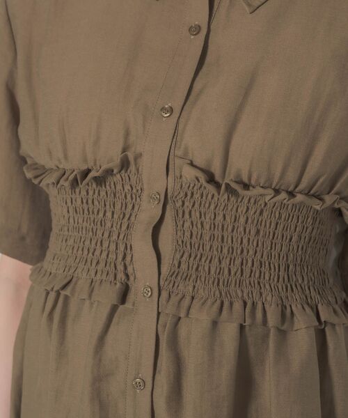 RETRO GIRL（レトロガール）の「ギャザードッキング半袖SH（シャツ/ブラウス・レディース・オフホワイト/ブルー/ブラウン・FREE）」の7枚目の写真