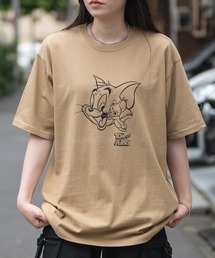 【40I】〔Tom & Jerry/トム & ジェリー〕イラストプリント ビックシルエット クルーネック半袖Tシャツ