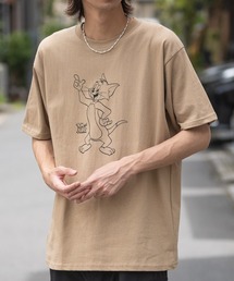 【40I】〔Tom & Jerry/トム & ジェリー〕イラストプリント ビックシルエット クルーネック半袖Tシャツ