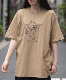 【40I】〔Tom & Jerry/トム & ジェリー〕イラストプリント ビックシルエット クルーネック半袖Tシャツ