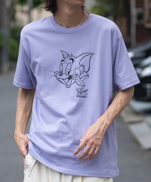Tom＆Jerry（トムアンドジェリー）の「【40I】〔Tom & Jerry/トム & ジェリー〕イラストプリント ビックシルエット クルーネック半袖Tシャツ（Tシャツ/カットソー・メンズ・グレー系1/ベージュ系/ベージュ系2/ライトグリーン系1/パープル系1/グレー系/ベージュ系1/ライトグリーン系/パープル系/パープル系2/ライトグリーン系2/ホワイト系/ホワイト系1/ホワイト系2/グレー系2/ブラウン系/ブラウン系1/ブラウン系2・MEDIUM/LARGE/X-LARGE）」の16枚目の写真