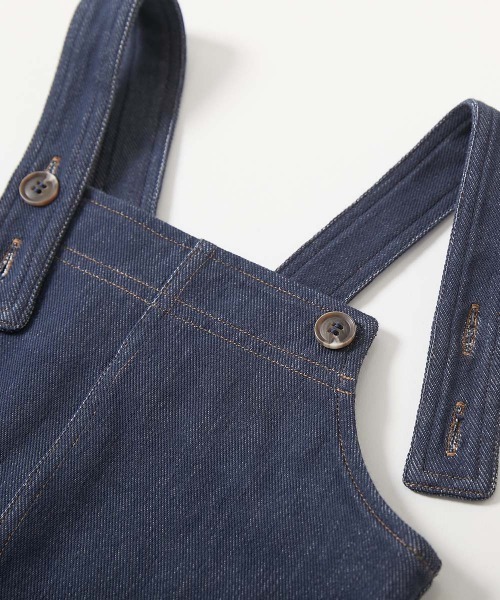 devirock（デビロック）の「ベビー カットデニム風 サロペット（サロペット/オーバーオール・キッズ・サックスブルー/ダークネイビー・70-80cm）」の9枚目の写真