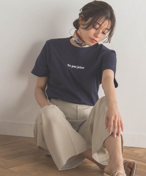 Droite lautreamont（ドロワットロートレアモン）の「【WEB別注】MINIロゴTシャツ≪洗濯機で洗える≫（Tシャツ/カットソー・レディース・ネイビー/オフホワイト/ブラック・M）」の3枚目の写真