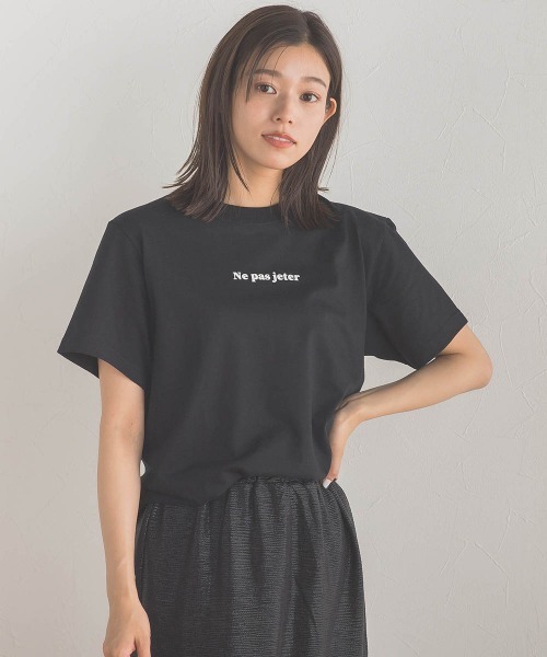 Droite lautreamont（ドロワットロートレアモン）の「【WEB別注】MINIロゴTシャツ≪洗濯機で洗える≫（Tシャツ/カットソー・レディース・ネイビー/オフホワイト/ブラック・M）」の2枚目の写真