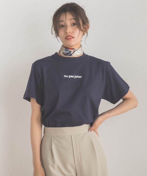 Droite lautreamont（ドロワットロートレアモン）の「【WEB別注】MINIロゴTシャツ≪洗濯機で洗える≫（Tシャツ/カットソー・レディース・ネイビー/オフホワイト/ブラック・M）」の14枚目の写真