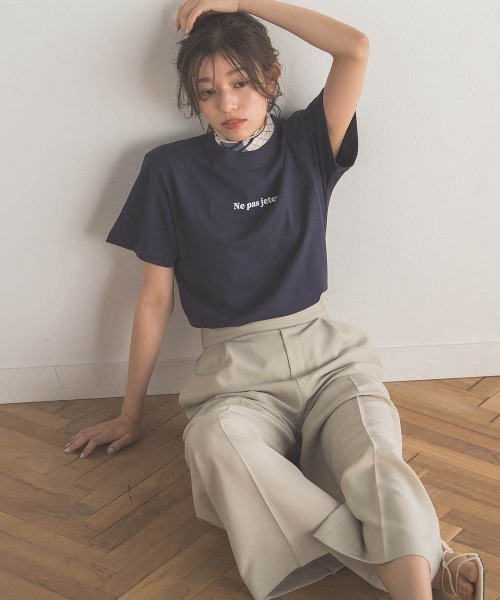 Droite lautreamont（ドロワットロートレアモン）の「【WEB別注】MINIロゴTシャツ≪洗濯機で洗える≫（Tシャツ/カットソー・レディース・ネイビー/オフホワイト/ブラック・M）」の15枚目の写真