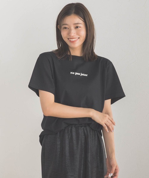 Droite lautreamont（ドロワットロートレアモン）の「【WEB別注】MINIロゴTシャツ≪洗濯機で洗える≫（Tシャツ/カットソー・レディース・ネイビー/オフホワイト/ブラック・M）」の4枚目の写真