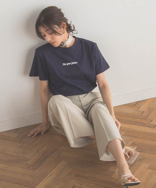 Droite lautreamont（ドロワットロートレアモン）の「【WEB別注】MINIロゴTシャツ≪洗濯機で洗える≫（Tシャツ/カットソー・レディース・ネイビー/オフホワイト/ブラック・M）」の16枚目の写真