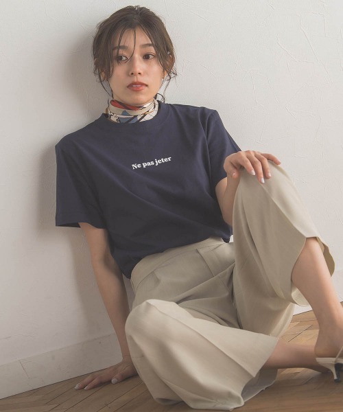 Droite lautreamont（ドロワットロートレアモン）の「【WEB別注】MINIロゴTシャツ≪洗濯機で洗える≫（Tシャツ/カットソー・レディース・ネイビー/オフホワイト/ブラック・M）」の17枚目の写真