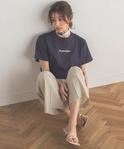 Droite lautreamont（ドロワットロートレアモン）の「【WEB別注】MINIロゴTシャツ≪洗濯機で洗える≫（Tシャツ/カットソー・レディース・ネイビー/オフホワイト/ブラック・M）」の18枚目の写真