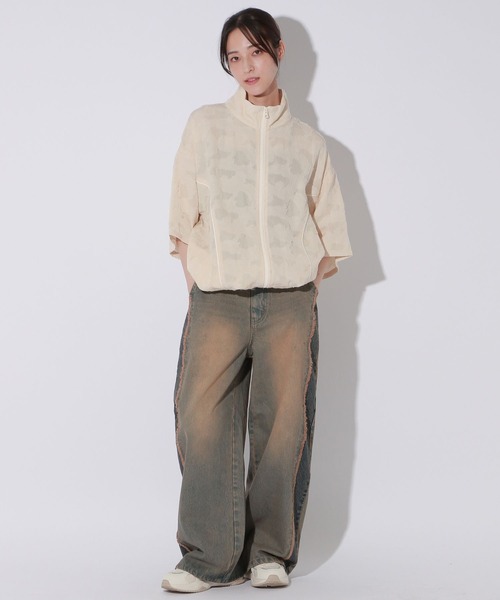 Anui（アニュイ）の「【UNISEX/3サイズ展開】ラインオーバーダイデニム（デニムパンツ・レディース・ブラック/ブルー・SMALL/MEDIUM/LARGE）」の7枚目の写真