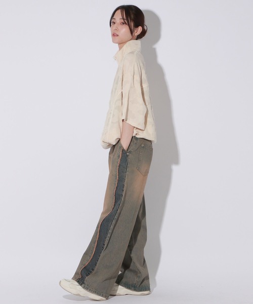 Anui（アニュイ）の「【UNISEX/3サイズ展開】ラインオーバーダイデニム（デニムパンツ・レディース・ブラック/ブルー・SMALL/MEDIUM/LARGE）」の8枚目の写真