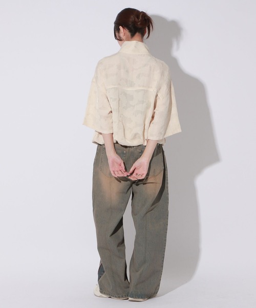 Anui（アニュイ）の「【UNISEX/3サイズ展開】ラインオーバーダイデニム（デニムパンツ・レディース・ブラック/ブルー・SMALL/MEDIUM/LARGE）」の9枚目の写真