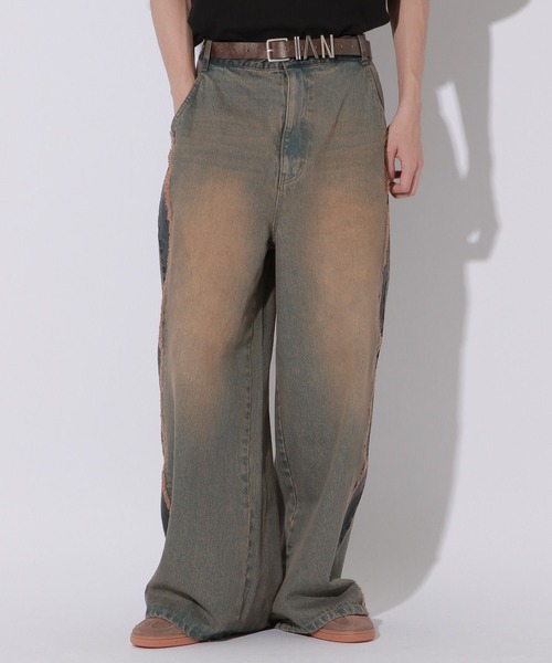 Anui（アニュイ）の「【UNISEX/3サイズ展開】ラインオーバーダイデニム（デニムパンツ・レディース・ブラック/ブルー・SMALL/MEDIUM/LARGE）」の10枚目の写真