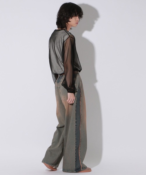 Anui（アニュイ）の「【UNISEX/3サイズ展開】ラインオーバーダイデニム（デニムパンツ・レディース・ブラック/ブルー・SMALL/MEDIUM/LARGE）」の13枚目の写真