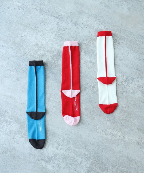 bulle de savon（ビュルデサボン）の「wool bicolor socks（ソックス/靴下・レディース・レッド/ホワイト/ブルー・FREE）」の5枚目の写真