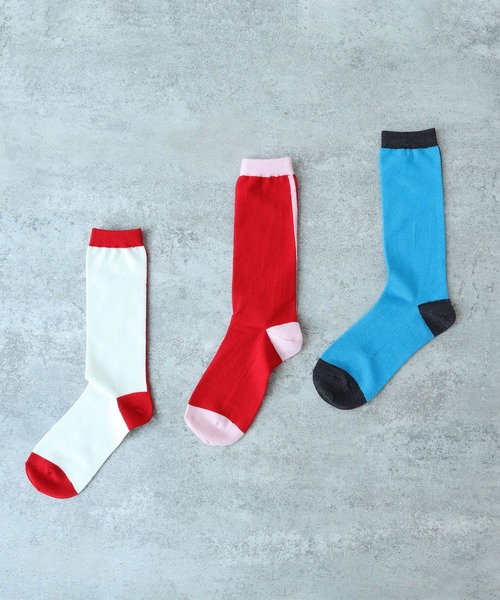 bulle de savon（ビュルデサボン）の「wool bicolor socks（ソックス/靴下・レディース・レッド/ホワイト/ブルー・FREE）」の6枚目の写真