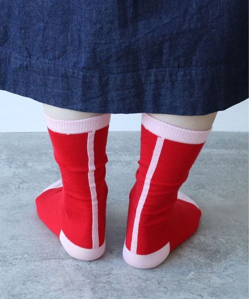 bulle de savon（ビュルデサボン）の「wool bicolor socks（ソックス/靴下・レディース・レッド/ホワイト/ブルー・FREE）」の14枚目の写真
