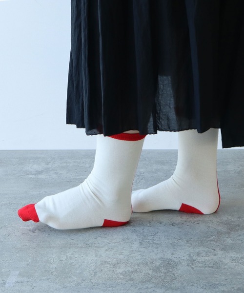 bulle de savon（ビュルデサボン）の「wool bicolor socks（ソックス/靴下・レディース・レッド/ホワイト/ブルー・FREE）」の10枚目の写真