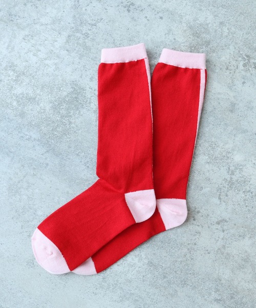 bulle de savon（ビュルデサボン）の「wool bicolor socks（ソックス/靴下・レディース・レッド/ホワイト/ブルー・FREE）」の7枚目の写真