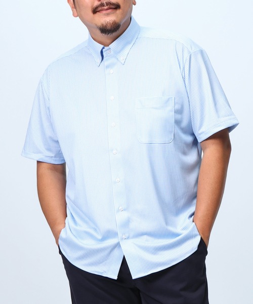 ストレッチ 鹿の子 総柄 ボタンダウン 半袖 シャツ（シャツ/ブラウス）｜B&T CLUB（ビーティークラブ） 6,490円