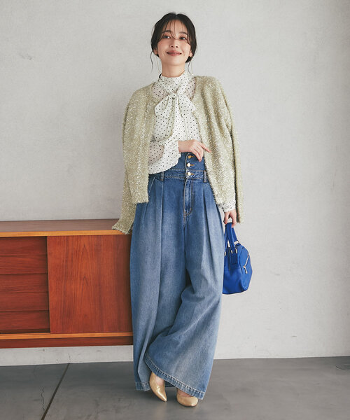 La boutique BonBon(ラブティックボンボン)の「【好感度UP】フロッキードットボウタイブラウス(シャツ/ブラウス・レディース・ブラック/オフホワイト・FREE)」の9枚目の写真