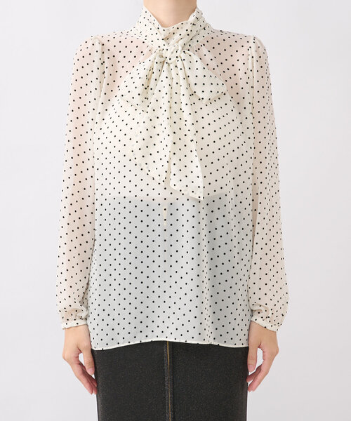 La boutique BonBon(ラブティックボンボン)の「【好感度UP】フロッキードットボウタイブラウス(シャツ/ブラウス・レディース・ブラック/オフホワイト・FREE)」の19枚目の写真