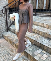 VIS | 【SET】ビスチェセット裾ミニフリルリブニットワンピース(ワンピース)