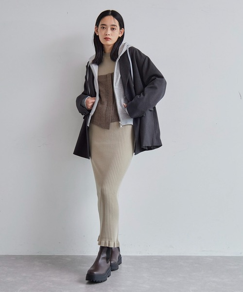 VIS（ビス）の「【SET】ビスチェセット裾ミニフリルリブニットワンピース（ワンピース・レディース・ベージュ/ブラウン/ブラック系その他・FREE）」の5枚目の写真