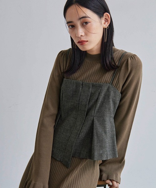 VIS（ビス）の「【SET】ビスチェセット裾ミニフリルリブニットワンピース（ワンピース・レディース・ベージュ/ブラウン/ブラック系その他・FREE）」の15枚目の写真