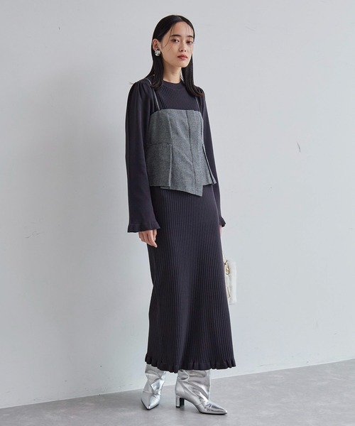 VIS（ビス）の「【SET】ビスチェセット裾ミニフリルリブニットワンピース（ワンピース・レディース・ベージュ/ブラウン/ブラック系その他・FREE）」の16枚目の写真