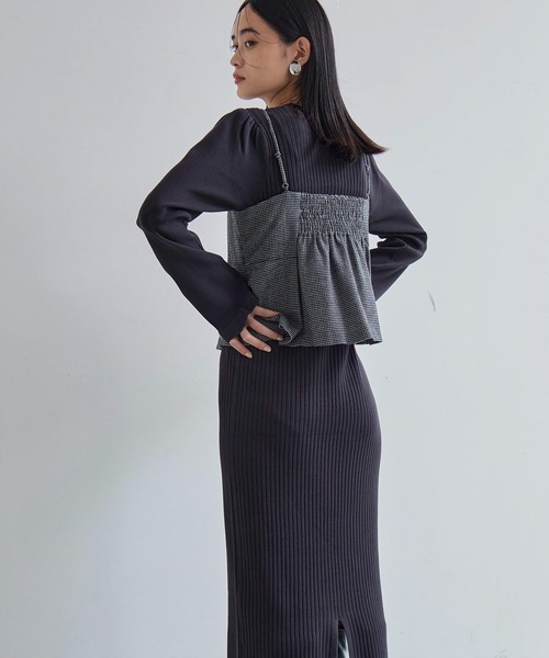 VIS（ビス）の「【SET】ビスチェセット裾ミニフリルリブニットワンピース（ワンピース・レディース・ベージュ/ブラウン/ブラック系その他・FREE）」の18枚目の写真